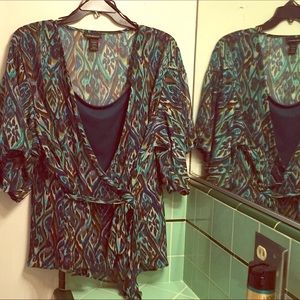 Lane Bryant Wrap Blouse with Tank Top, Size 22/24.